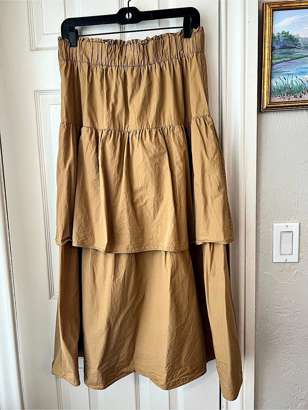 Zara Tiered Maxi Skirt in Brown Size Large